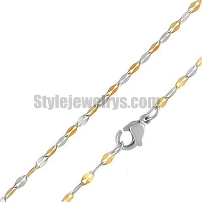 Stainless steel jewelry Chain 45cm half gold plate fancy link chain necklace w/lobster 1.8mm ch360266 - Click Image to Close